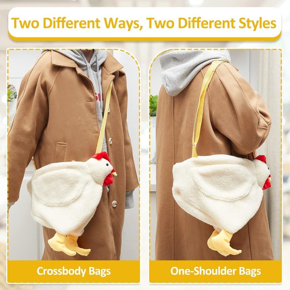 Chicken Hen Purse Bag Fluffy Shoulder Handbag Cute Funny Animal Gift for Christm - Picture 3 of 7